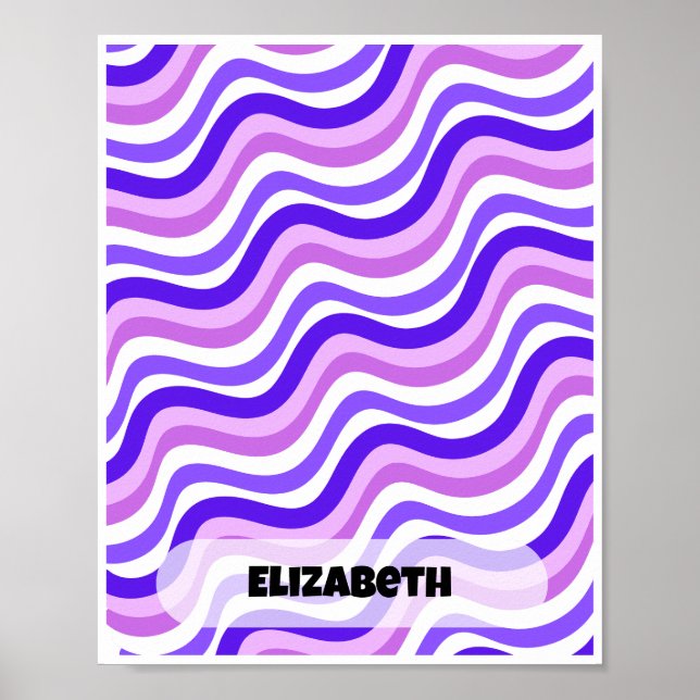 Retro Lila Personlig Namn Design Poster (Framsidan)