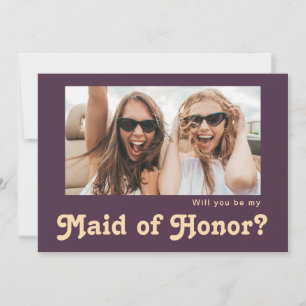 Retro Lila Photo Maid of honor Frieri kort
