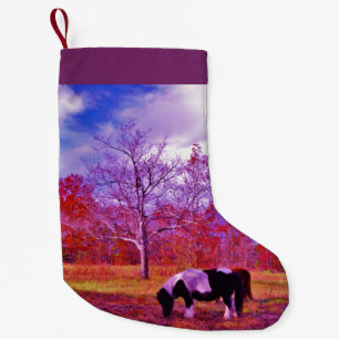 Retro Lila pony jul Horse Liten Julstrumpa