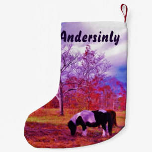 Retro Lila pony jul Horse Liten Julstrumpa