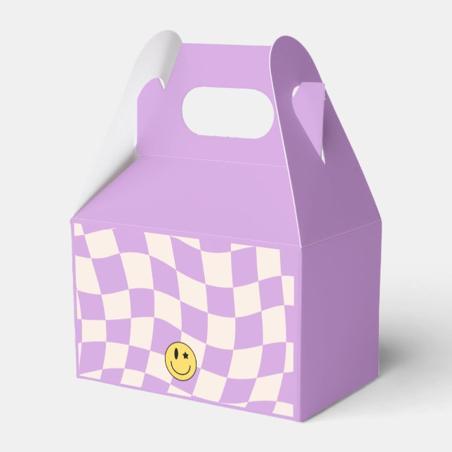 Retro lila Preppy Y2K-leende födelsedagspresentlåd Presentaskar (Baksidan Sidan)