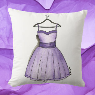 Retro Lila Prom Party Dress Fashionista på 1950-ta Kudde