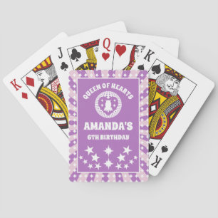 Retro Lila Queen of Hearts Birthday Casinokort