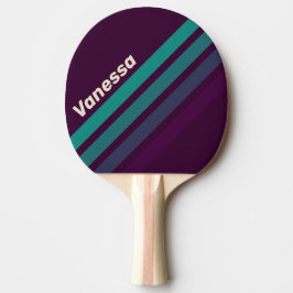 Retro Lila Regnbåge Diagonal Randig med Namn Pingisracket