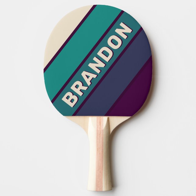Retro Lila Regnbåge Fet med Namn Pingisracket (Framsidan)