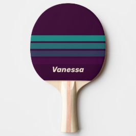 Retro Lila Regnbåge Tvärs över Ränder med Namn Pingisracket