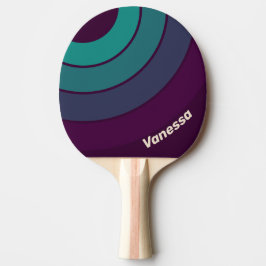 Retro Lila Regnbågscirkelrand med namn Pingisracket