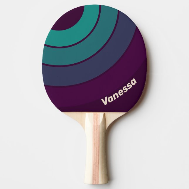 Retro Lila Regnbågscirkelrand med namn Pingisracket (Framsidan)
