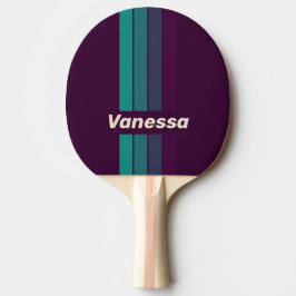 Retro Lila Regnbågsnål med Randdekor och Namn Pingisracket