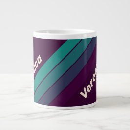 Retro lila regnbågsränder med namn jumbo mugg