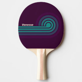 Retro lila regnbågsränder med namn pingisracket