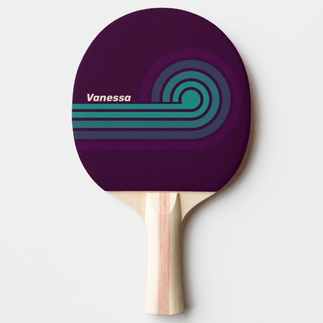 Retro lila regnbågsränder med namn pingisracket (Framsidan)