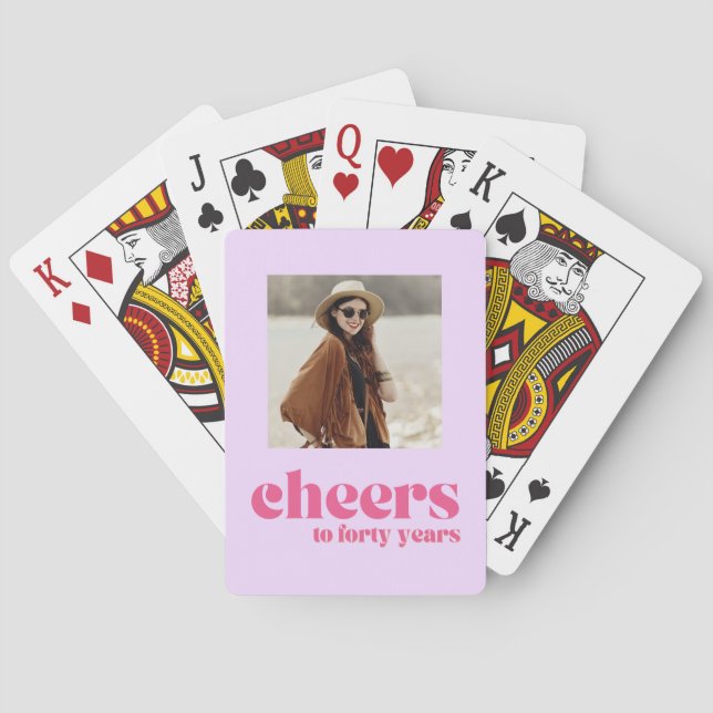 Retro Lila & Rosa, 40-årsdag Casinokort (Baksidan)