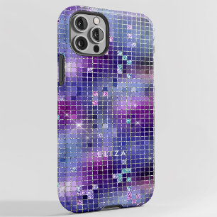 Retro Lila Rosa och Blue Disco Spegel   Monogram