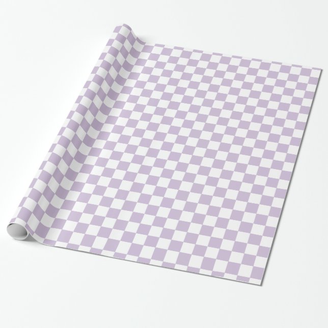 Retro lila rutigt  presentpapper (Utrullad)