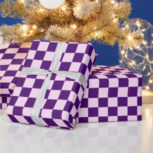Retro lila tartan-rutig jul presentpapper
