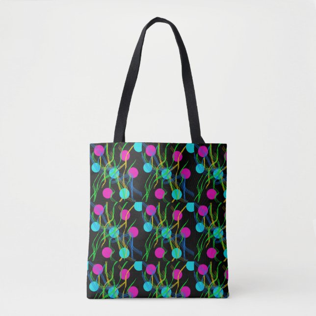 Retro lila teal & rosa retro pop cirkelmönster tygkasse (Framsida)