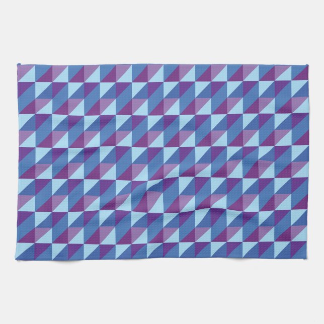 Retro lila till blå geometrisk abstrakt 90-talsvib kökshandduk (Horisontell)
