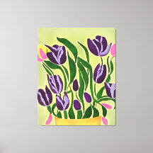 Retro Lila Tulips Abstrakt Art