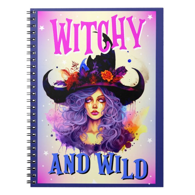 Retro Lila Witchy _ Halloween Anteckningsbok (Framsidan)