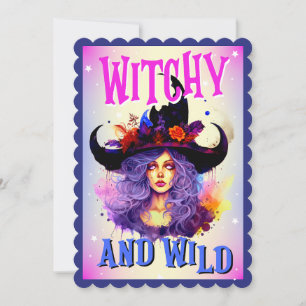 Retro Lila Witchy _ Halloween Tack Kort