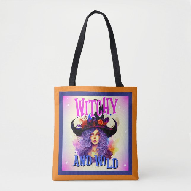 Retro Lila Witchy _ Halloween Tygkasse (Framsida)