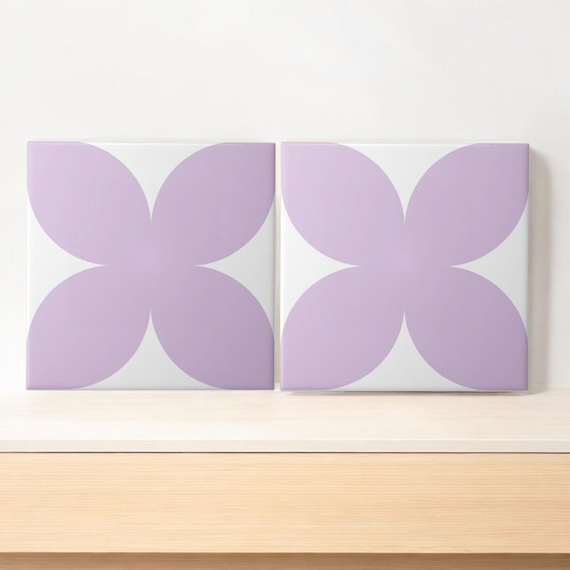 Retro Lilac Blommigt Petal Mid Century Modern Kakelplatta (Skapare uppladdad)