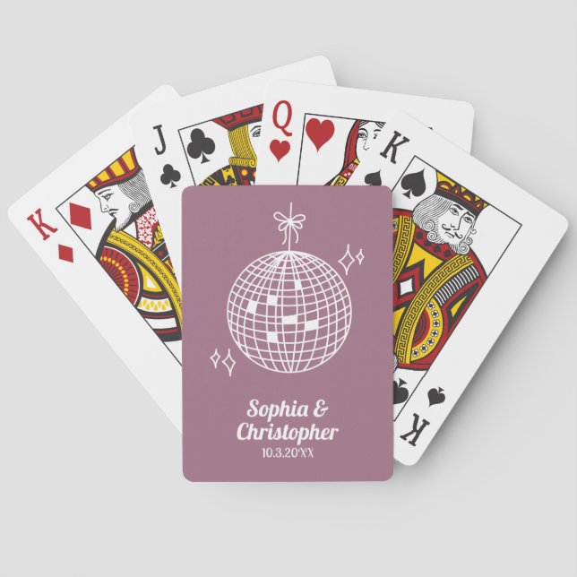 Retro Lilac Lila Disco Boll Bröllop Personlig Casinokort (Baksidan)
