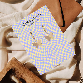 Retro Lilac Mönster Groovy Vintage Öarring Visning Visitkort