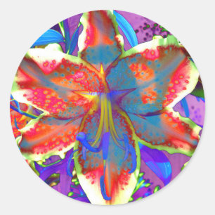 Retro Lily Runt Klistermärke