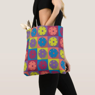 Retro lime and coral Pickleball Tote Bag Tygkasse