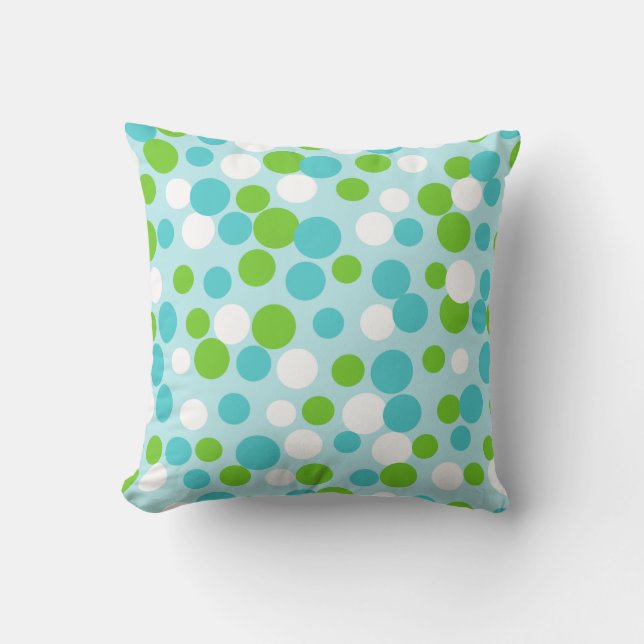 Retro Lime Aqua Dots Sommar Dekorativ kudde (Framsida)