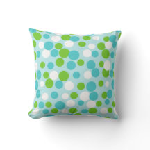 Retro Lime Aqua Prickar Sommar Kudd