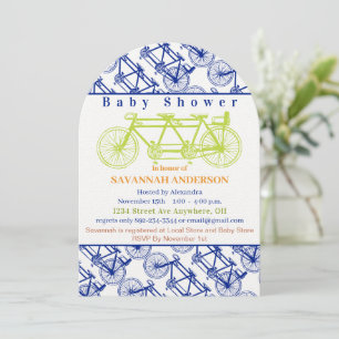 Retro Lime Baby Fyller Tre Cykel Baby Shower Inbjudningar