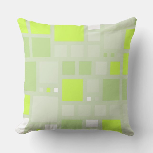 Retro Lime Green Squares Mönster Kudde (Framsida)
