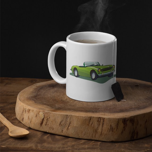 Retro limegrön cabriolet sportbil kaffemugg (Skapare uppladdad)