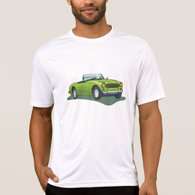 Retro Limegrön Cabriolet Sportbil T Shirt (Framsida)