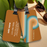 Retro Line Art Sunset Southwest Färg Circle Bagagebricka<br><div class="desc">En bohemisk kurvformad utformning med en strimlad mönster och cirkelformad form i färg,  orange och tegelrött solnedgång. En fet men minimal design med valfritt område att lägga till text.</div>