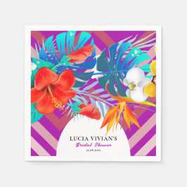 Retro linjer Blommig sommar Tropisk Bröllopsfest Pappersservett