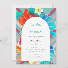 Retro Linjer Tropical Magenta Fuchsia Möhippa Inbjudningar