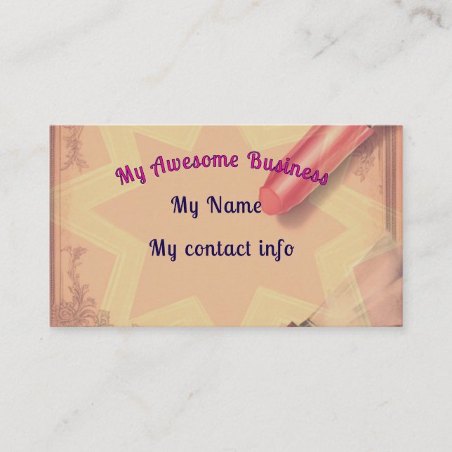 Retro Lipstick Visitkort (Framsida)