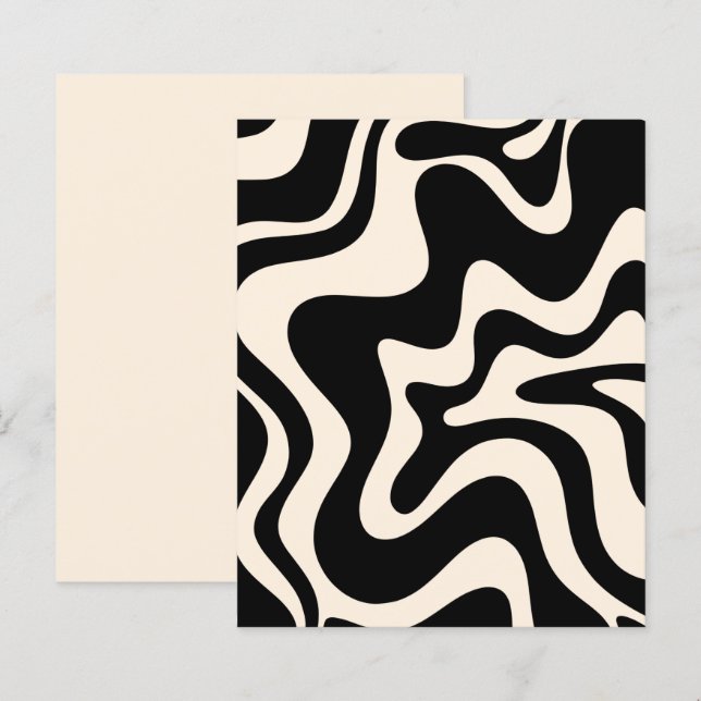 Retro Liquid Swirl Abstrakt Mönster Black Cream (Fram/baksida)