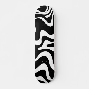 Retro Liquid Swirl Abstrakt Mönster Black & White Mini Skateboard Bräda 18,5 Cm