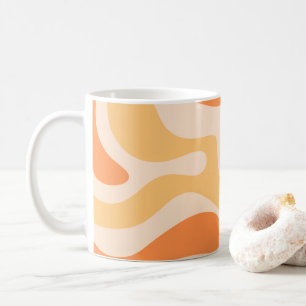Retro Liquid Swirl Abstrakt Mönster i mjuk Orange Kaffemugg