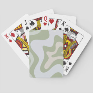 Retro Liquid Swirl Abstrakt Mönster in Sage Grönt Casinokort