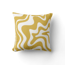 Retro Liquid Swirl Abstrakt Mönster Mustard White