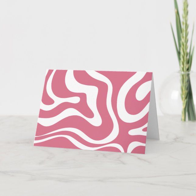 Retro Liquid Swirl Abstrakt Mönster Thulian Rosa Kort (Framsida)