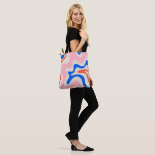 Retro Liquid Swirl Abstrakt Rosa Orange Blue Tygkasse