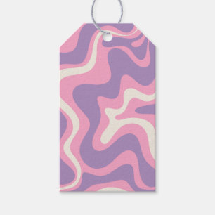 Retro Liquid Swirl Groovy Abstrakt Lila Rosa Presentetikett