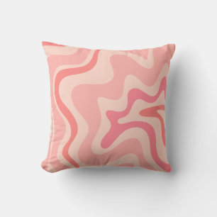 Retro Liquid Swirl Rosa Abstrakt Mönster Kudde